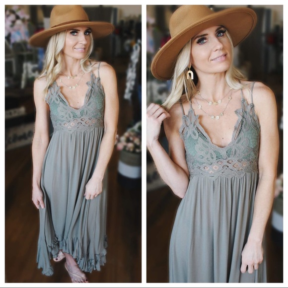 Leave Them Speechless High Low Dress-Olive - Picture 3 of 4